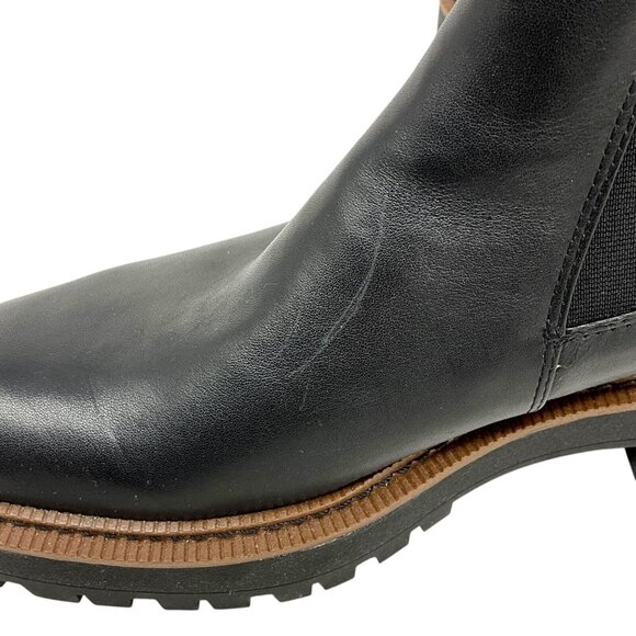 NWT Sam Edelman Laguna Chelsea Boots Black Size 8.5 Leather Brown Trim Combat - Picture 14 of 14